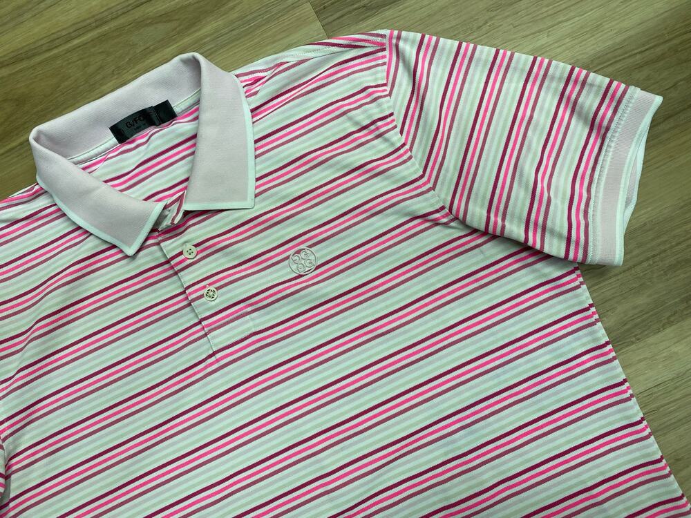 Men G/FORE Cinque Terre Pique Slim Fit stripe performance golf polo L